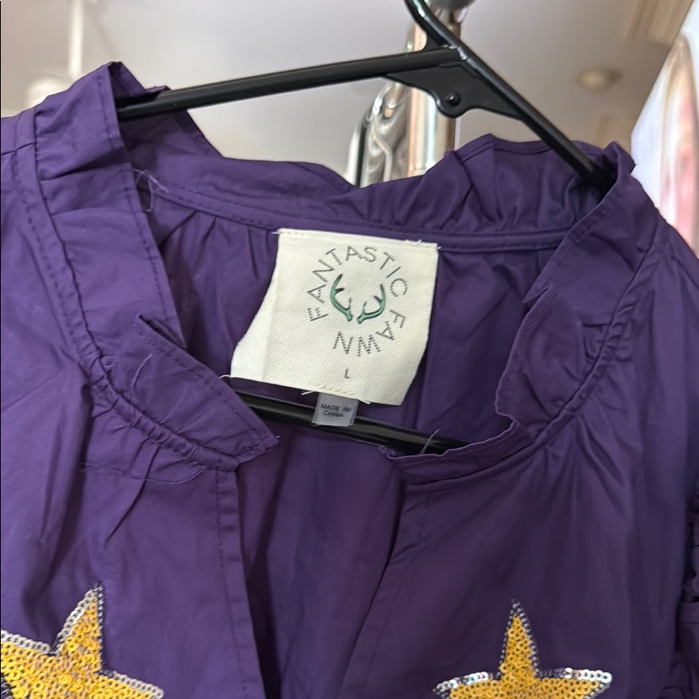 Fantastic Fawn Purple Mini Dress with Gold Star Appliqués - Picture 4 of 4